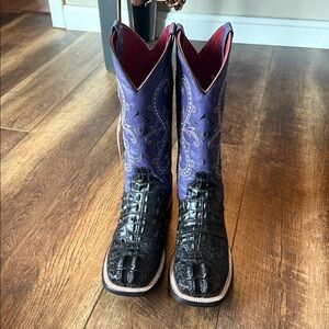 Rancher Caiman Print Square Toe Cowboy Boots 9B